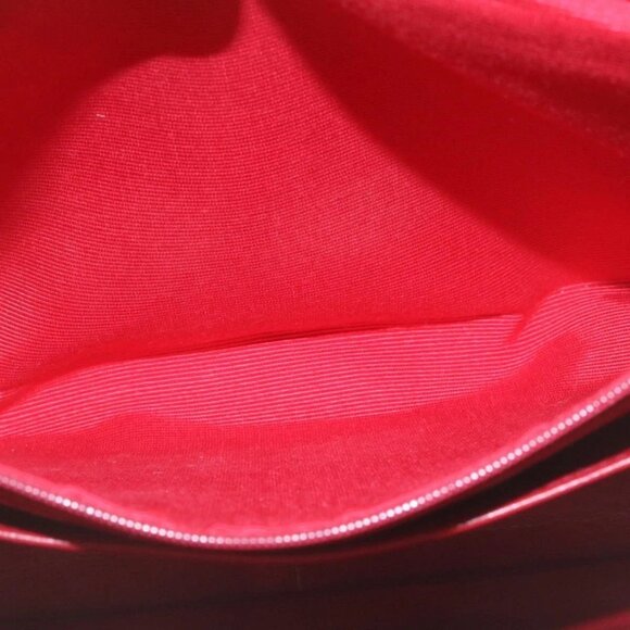 CHANEL Mademoiselle Big Coco Double Chain Shoulder Bag Lamb Skin Red Auth 29129A - Picture 12 of 16